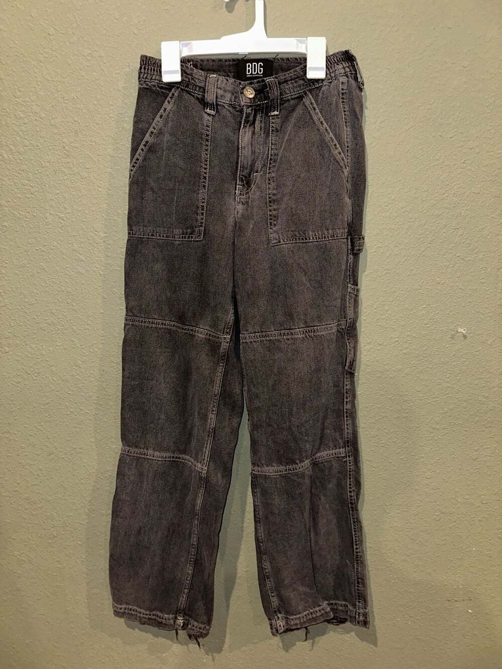 BDG Urban Outfitters Washed Black Carpenter Jeans with Raw Hem